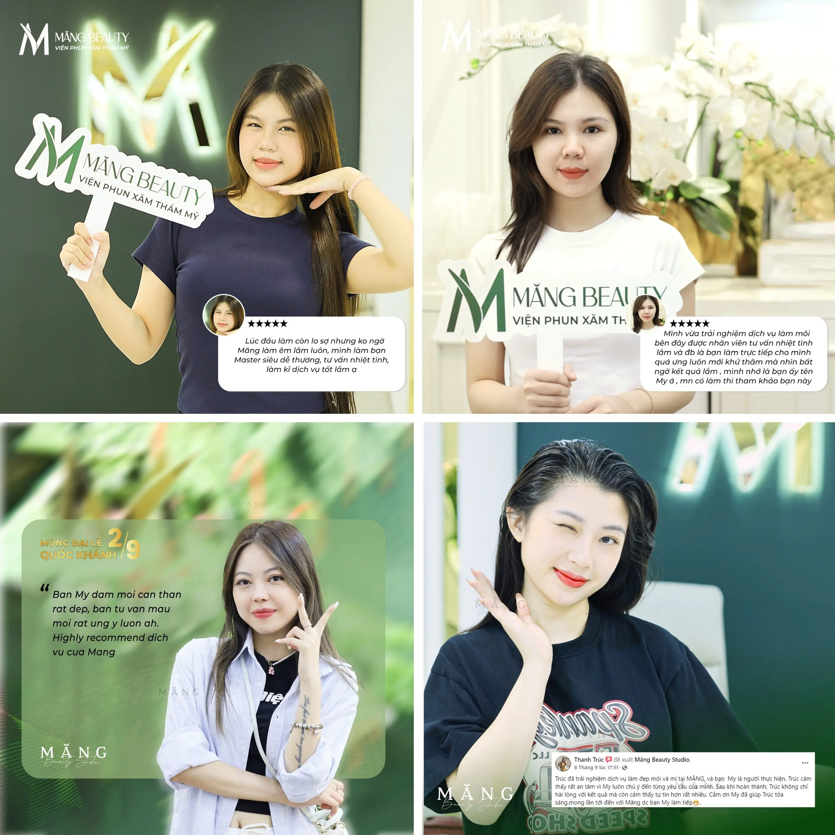 Rất nhiều khách hàng đã hài lòng khi phun môi tại Măng 