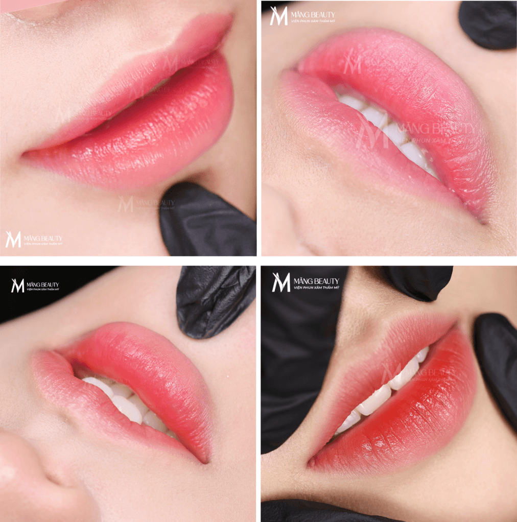Hình ảnh khách hàng sau khi phun môi tại Măng Beauty