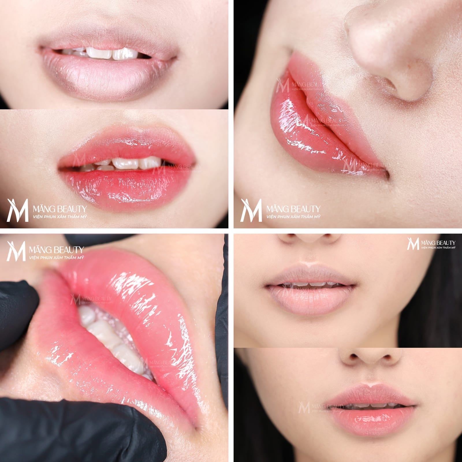 Hình ảnh thực tế khách hàng đã trải nghiệm dịch vụ phun môi Nano Lips tại Măng Beauty